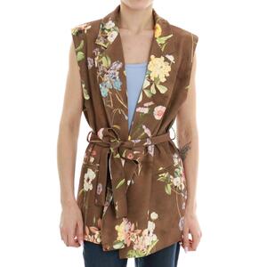 GILET A FIORI VICOLO MARRONE